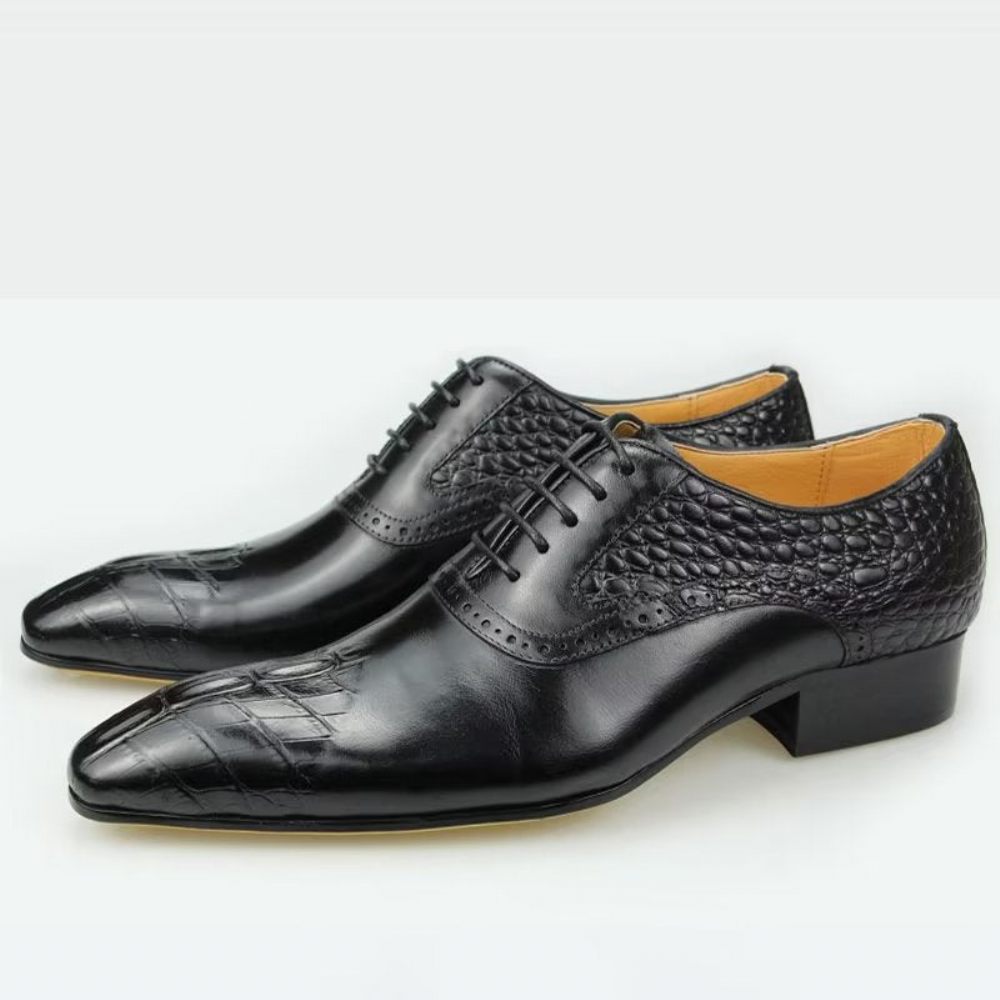 Chaussures Formelles Pour Hommes Oxford Cuir Luxe Opulent Brogue Nuptial - Noir