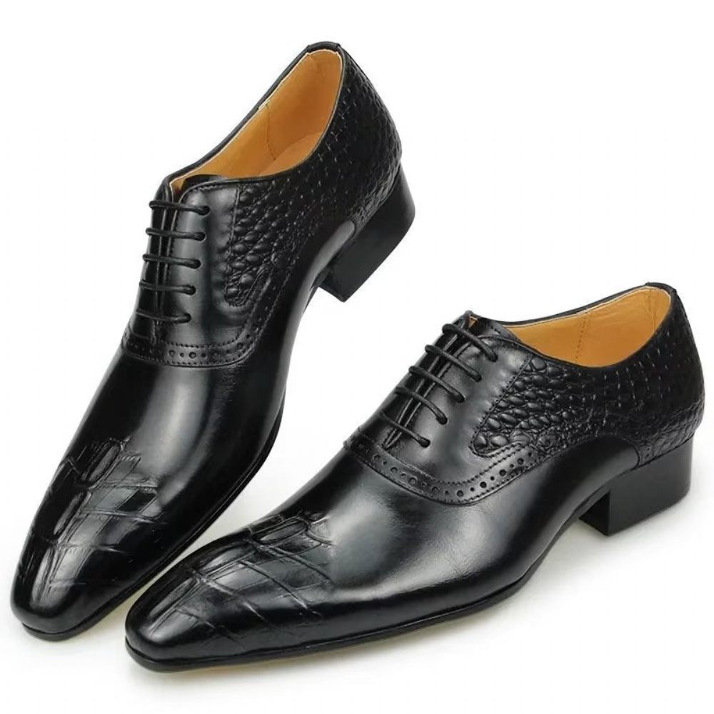 Chaussures Formelles Pour Hommes Oxford Cuir Luxe Opulent Brogue Nuptial - Noir