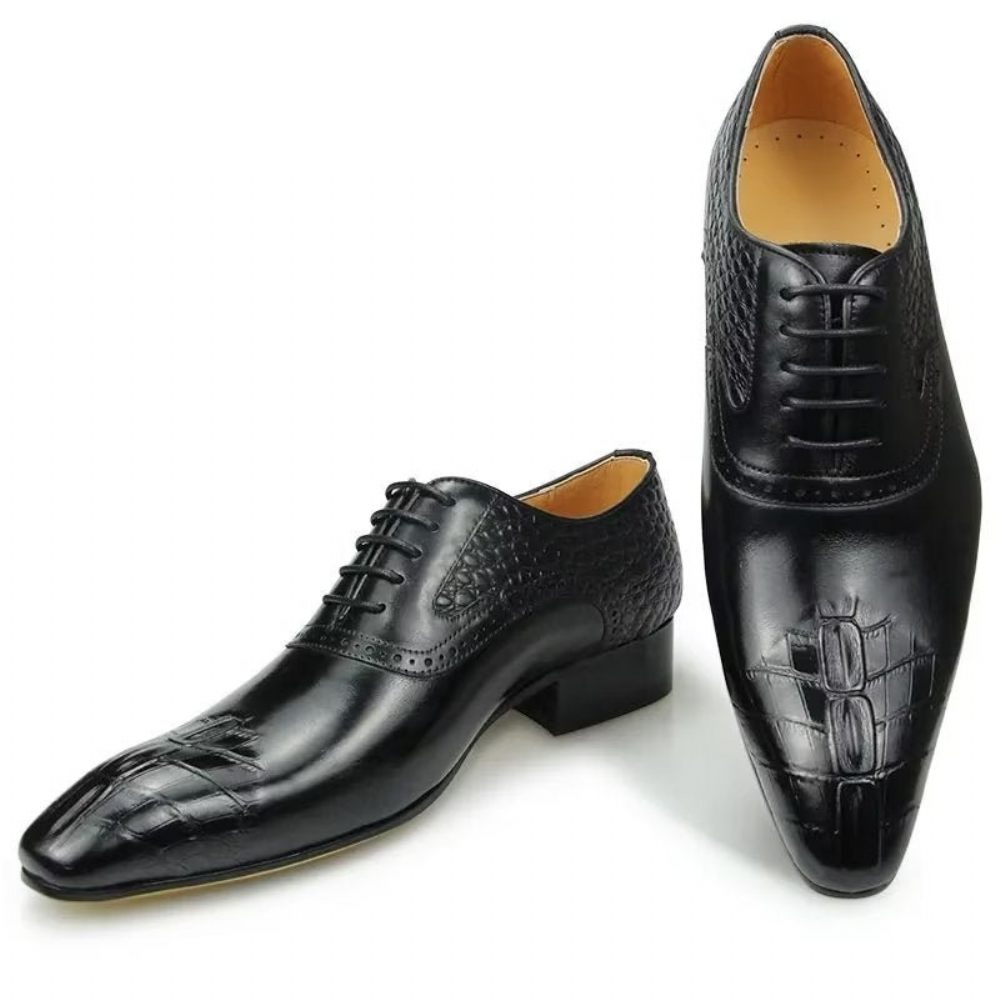 Chaussures Formelles Pour Hommes Oxford Cuir Luxe Opulent Brogue Nuptial - Noir