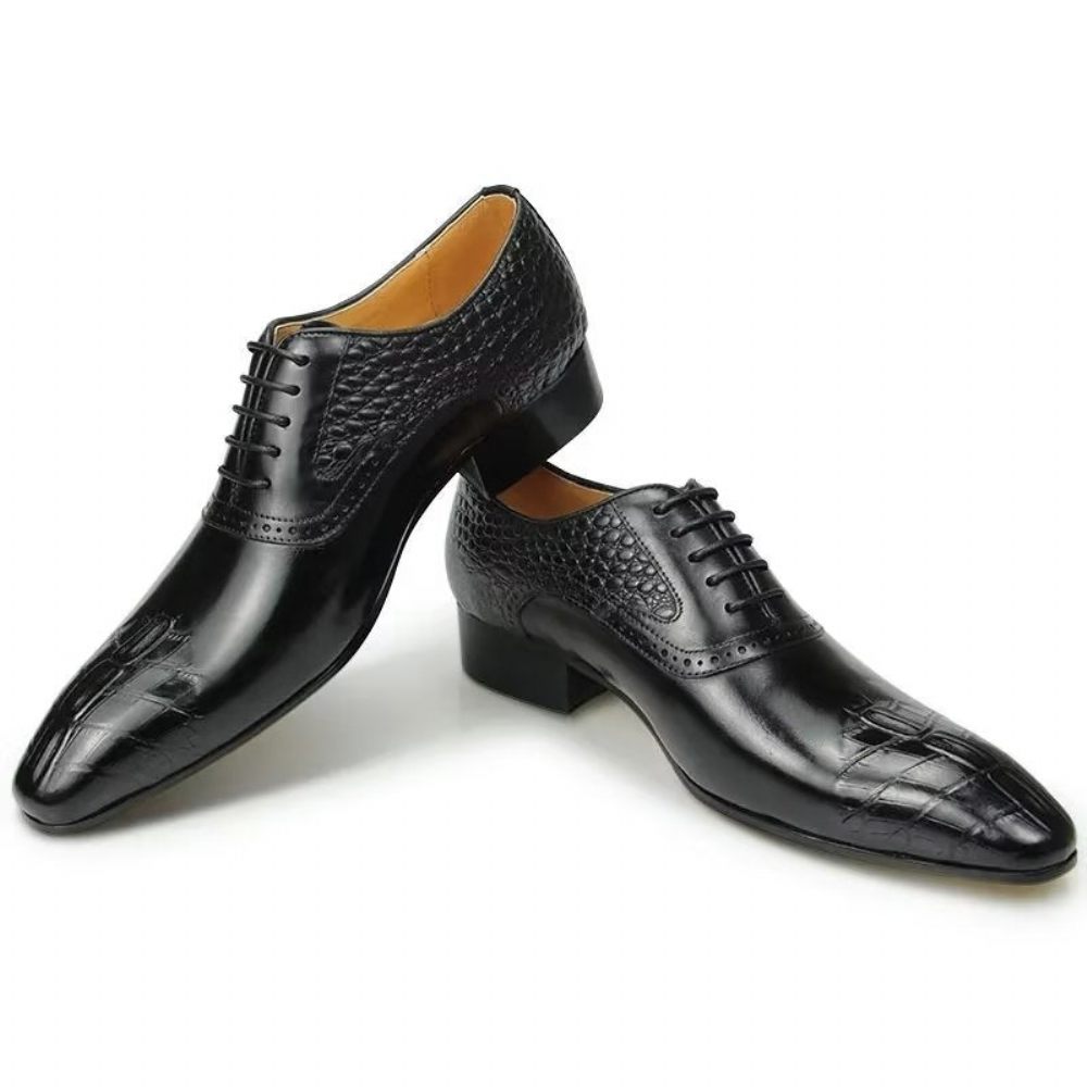 Chaussures Formelles Pour Hommes Oxford Cuir Luxe Opulent Brogue Nuptial - Noir