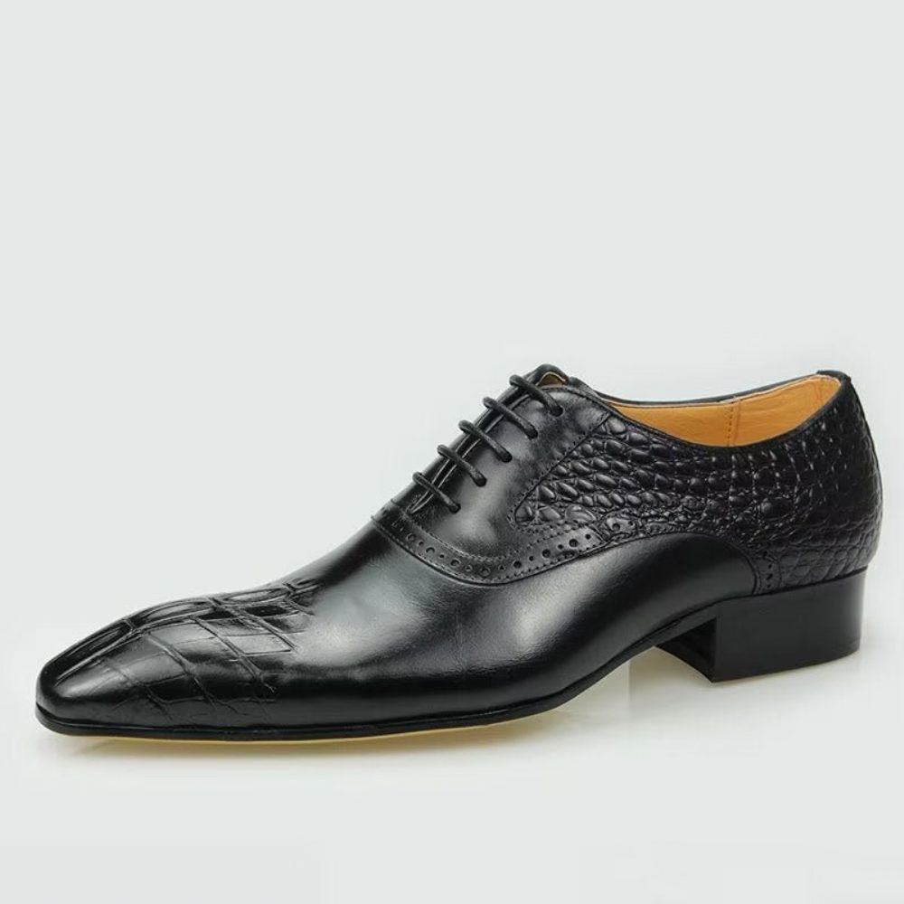 Chaussures Formelles Pour Hommes Oxford Cuir Luxe Opulent Brogue Nuptial - Noir