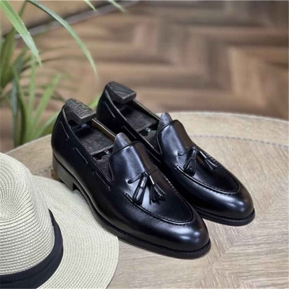 Chaussures Formelles Pour Hommes Oxford Cuir Style Brogue À Pampilles Élégantes - Noir