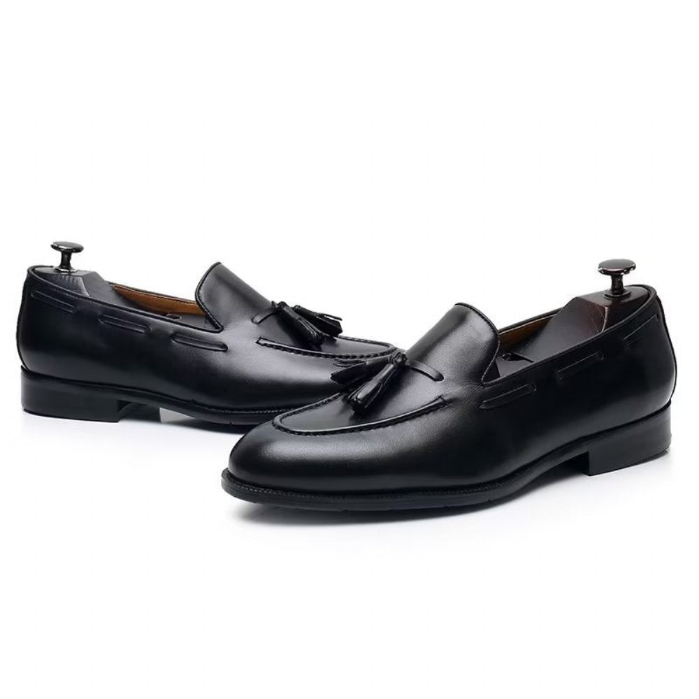 Chaussures Formelles Pour Hommes Oxford Cuir Style Brogue À Pampilles Élégantes - Noir