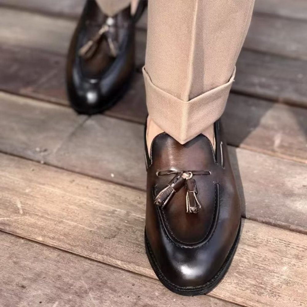 Chaussures Formelles Pour Hommes Oxford Cuir Style Brogue À Pampilles Élégantes - Café