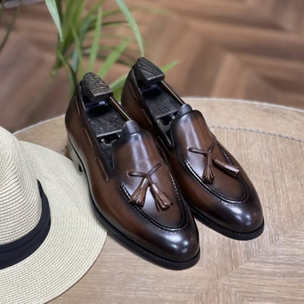 Chaussures Formelles Pour Hommes Oxford Cuir Style Brogue À Pampilles Élégantes - Café