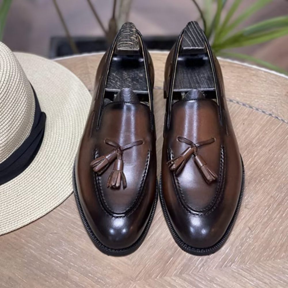 Chaussures Formelles Pour Hommes Oxford Cuir Style Brogue À Pampilles Élégantes - Café