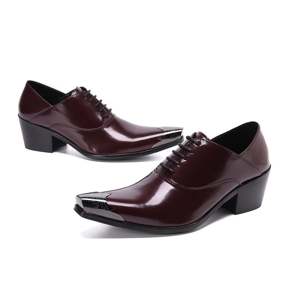 Chaussures Formelles Pour Hommes Oxford Cuir Vache Exquises - Rouge