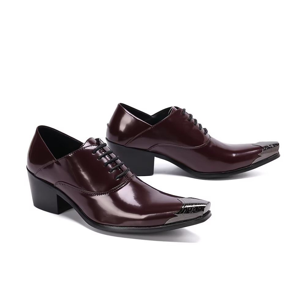 Chaussures Formelles Pour Hommes Oxford Cuir Vache Exquises - Rouge