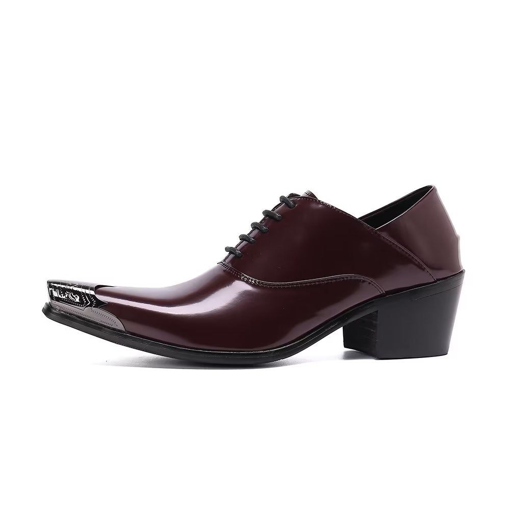 Chaussures Formelles Pour Hommes Oxford Cuir Vache Exquises - Rouge