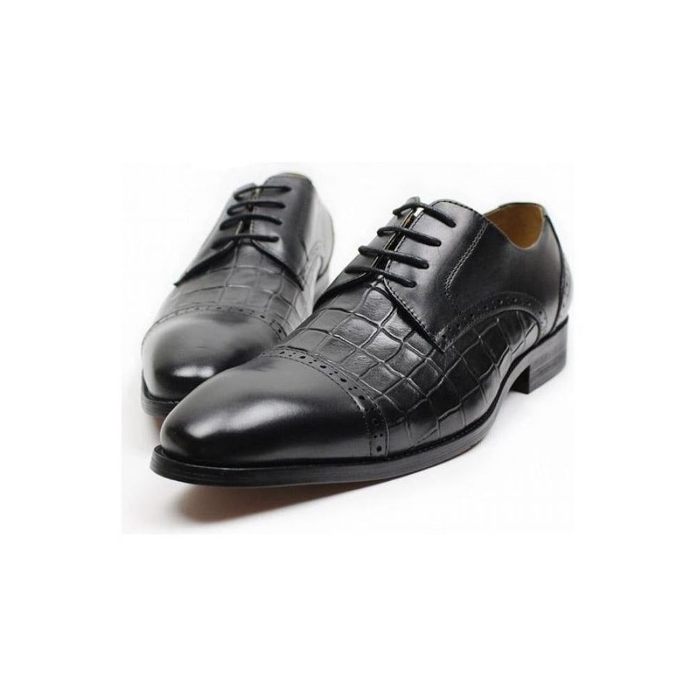 Chaussures Formelles Pour Hommes Oxford Cuir Vache Véritable - Noir