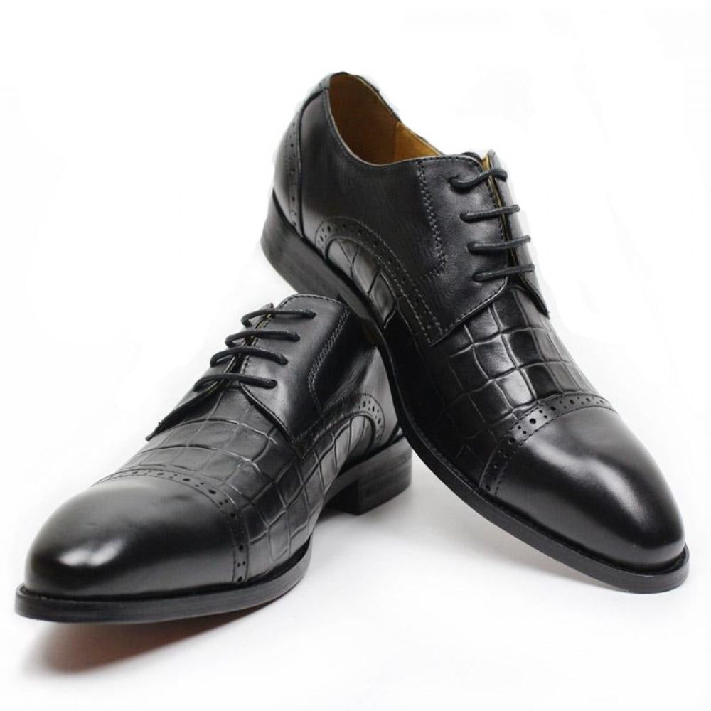 Chaussures Formelles Pour Hommes Oxford Cuir Vache Véritable - Noir