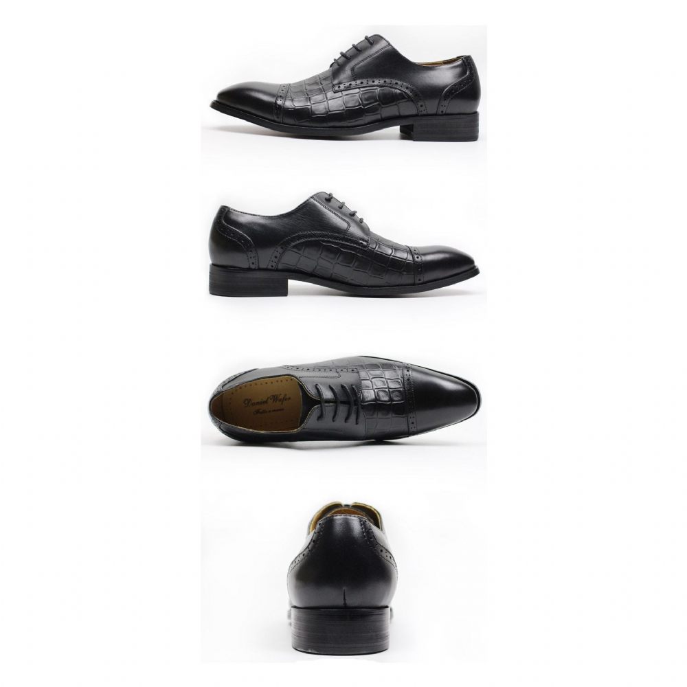 Chaussures Formelles Pour Hommes Oxford Cuir Vache Véritable - Noir