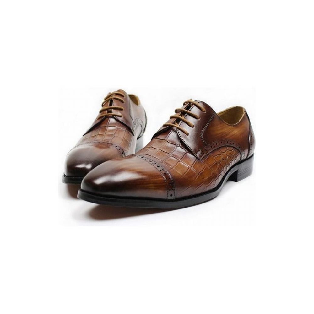 Chaussures Formelles Pour Hommes Oxford Cuir Vache Véritable - Café