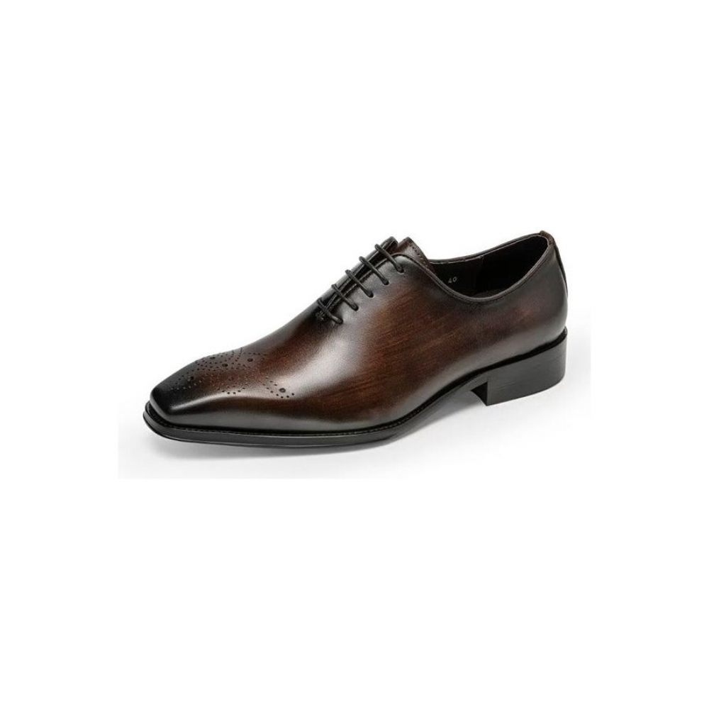 Chaussures Formelles Pour Hommes Oxford Élégantes Cuir Vache Luxe - Café