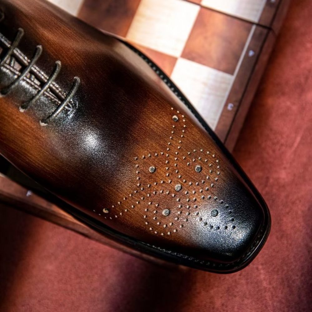 Chaussures Formelles Pour Hommes Oxford Élégantes Cuir Vache Luxe - Café