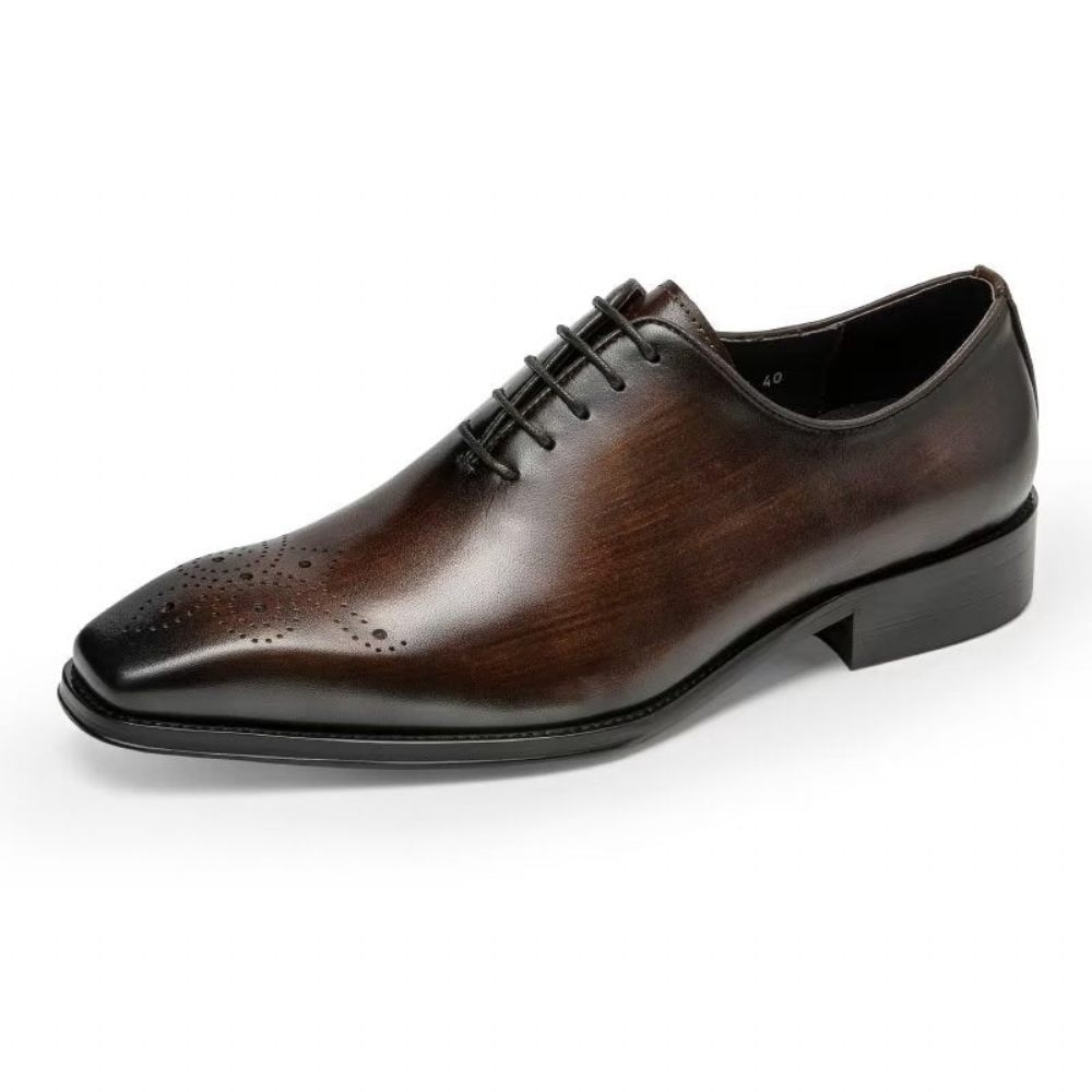 Chaussures Formelles Pour Hommes Oxford Élégantes Cuir Vache Luxe - Café