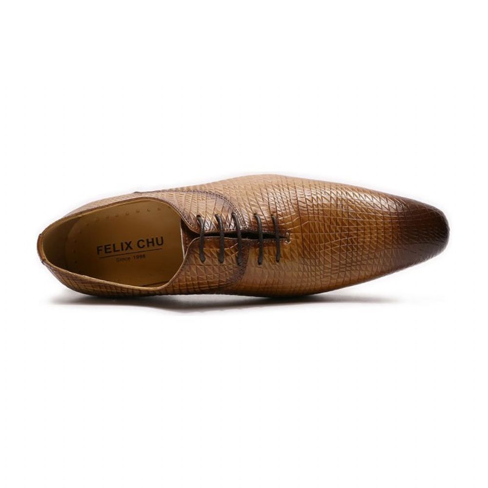 Chaussures Formelles Pour Hommes Oxford Exotiques À Bout Pointu - Café