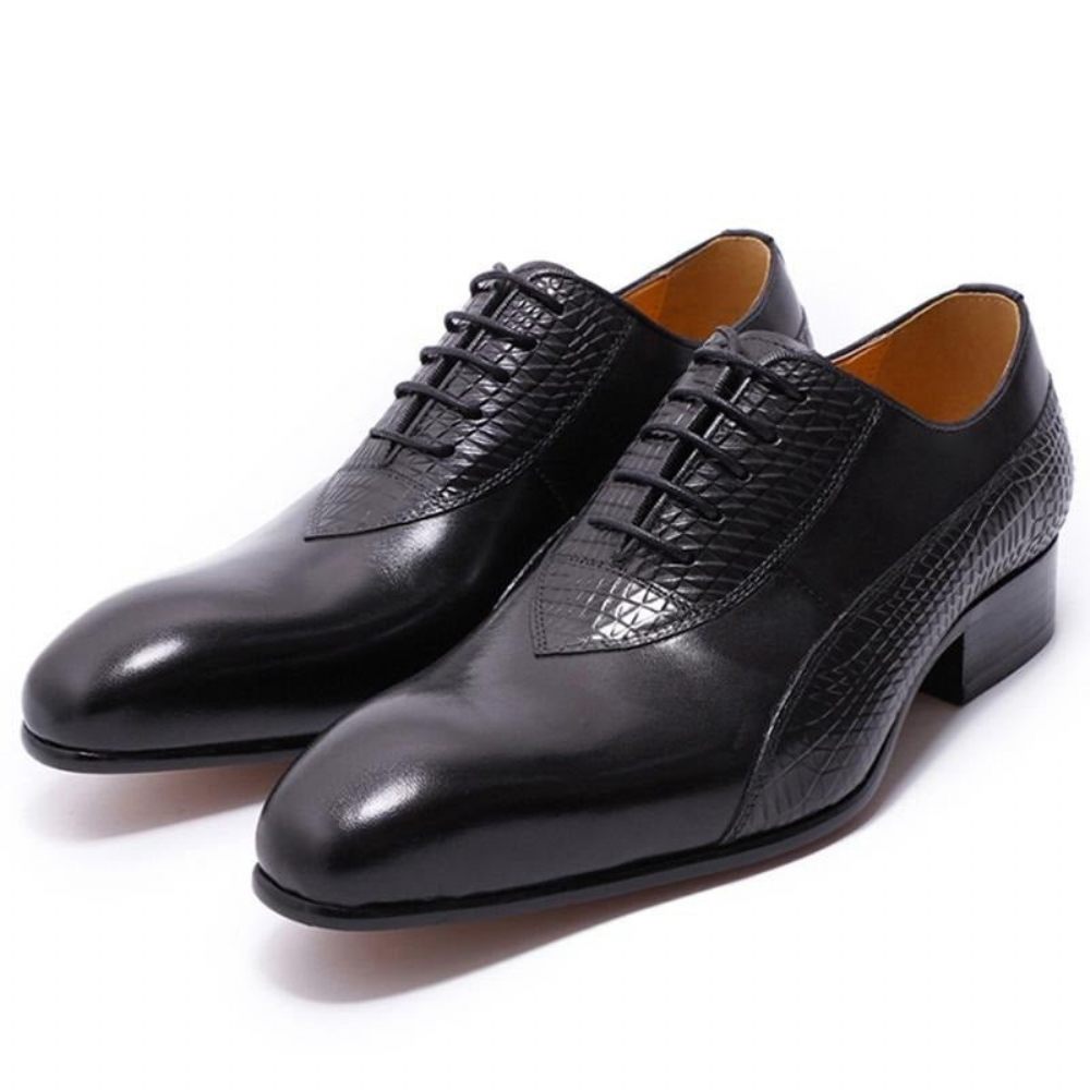 Chaussures Formelles Pour Hommes Oxford Exotiques À Lacets - Noir