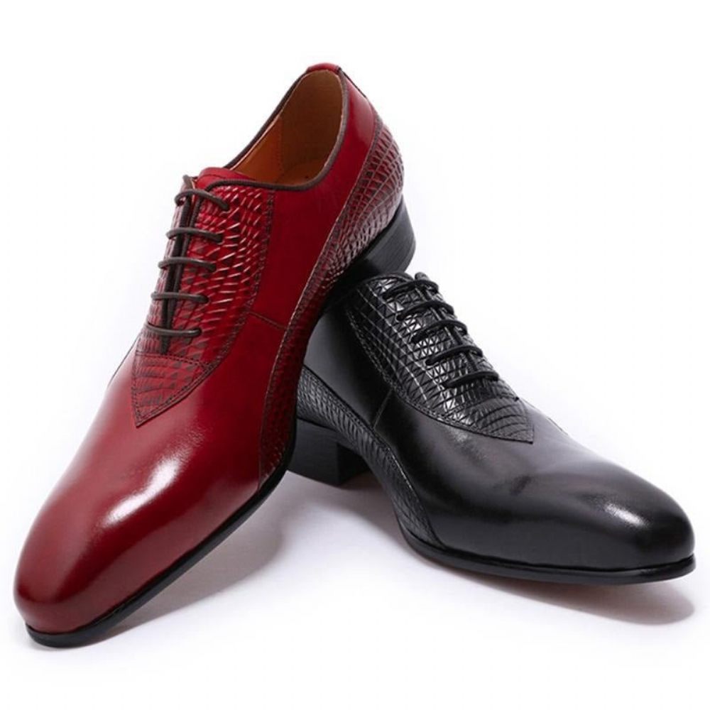 Chaussures Formelles Pour Hommes Oxford Exotiques À Lacets - Rouge