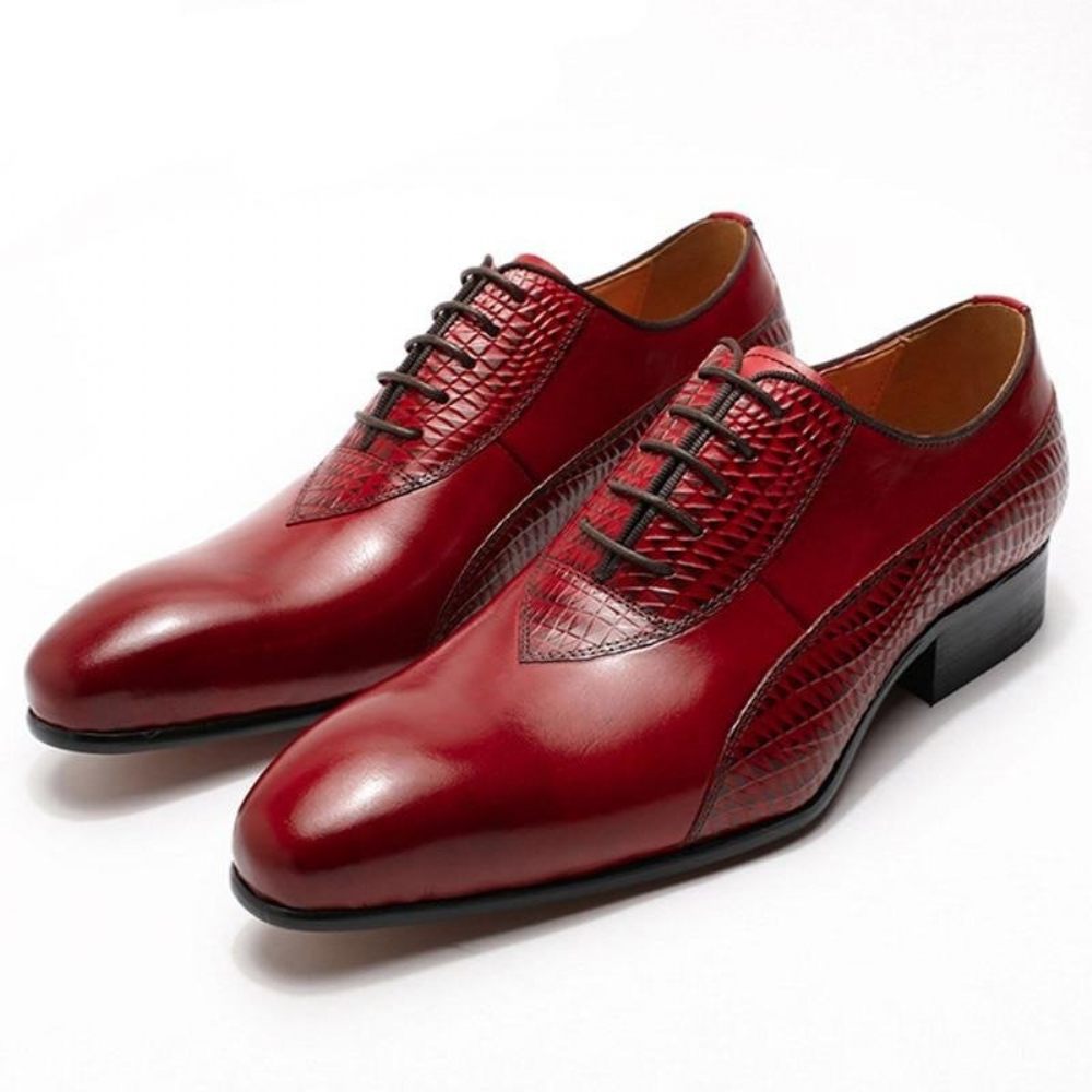 Chaussures Formelles Pour Hommes Oxford Exotiques À Lacets - Rouge