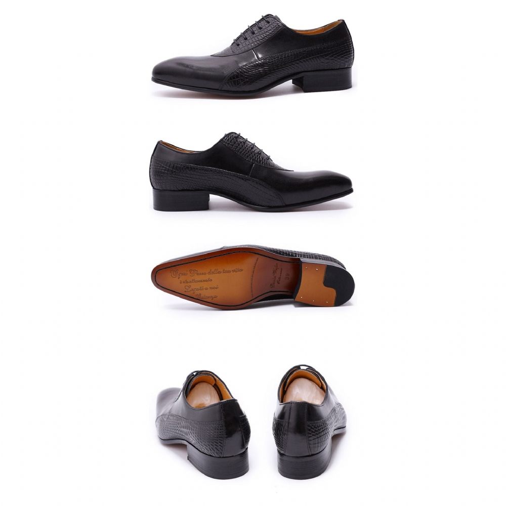 Chaussures Formelles Pour Hommes Oxford Exotiques À Lacets - Noir