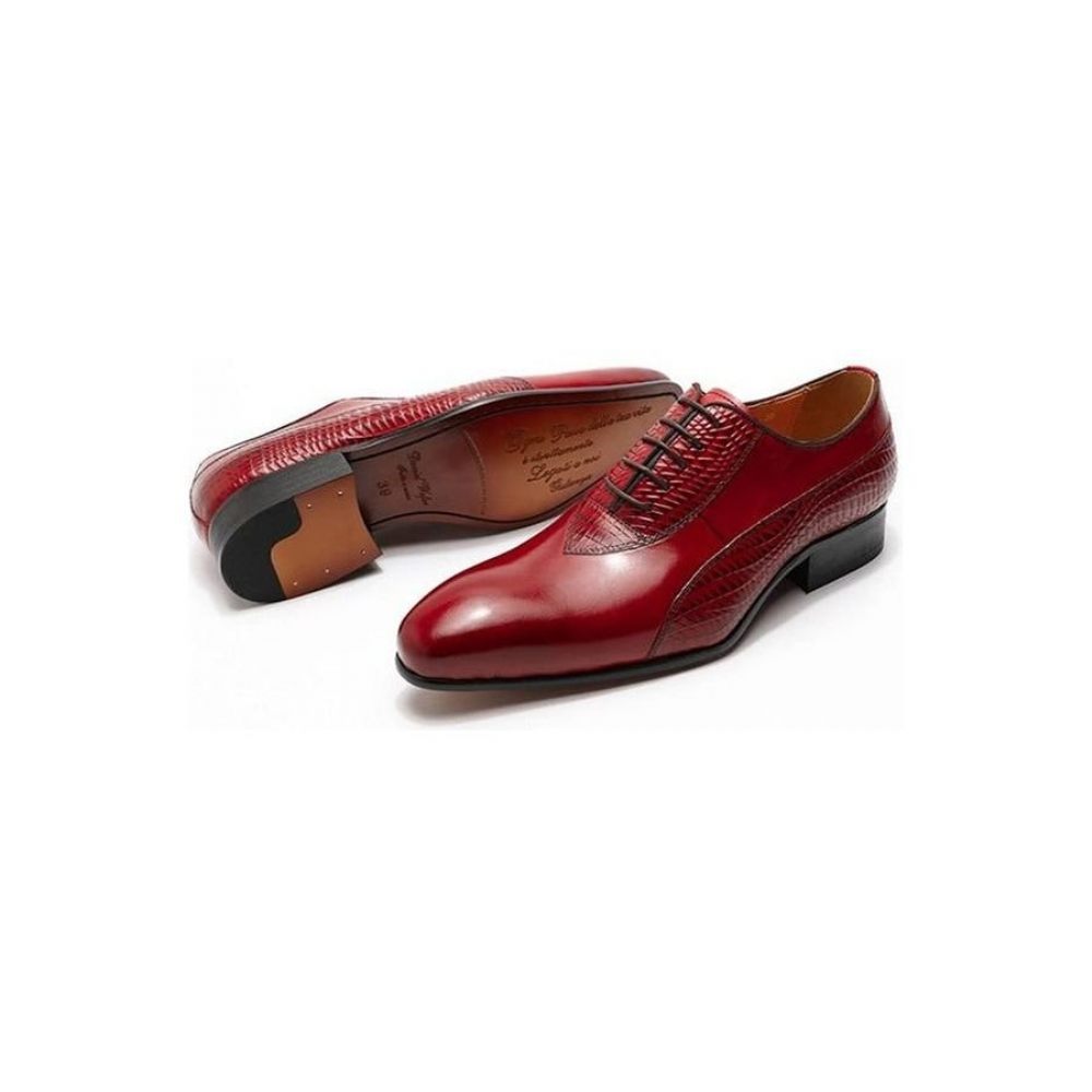 Chaussures Formelles Pour Hommes Oxford Exotiques À Lacets - Rouge