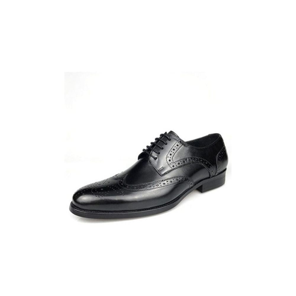 Chaussures Formelles Pour Hommes Oxford À Lacets Cuir Vache Exotique - Noir