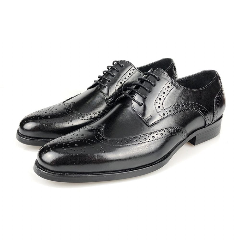 Chaussures Formelles Pour Hommes Oxford À Lacets Cuir Vache Exotique - Noir