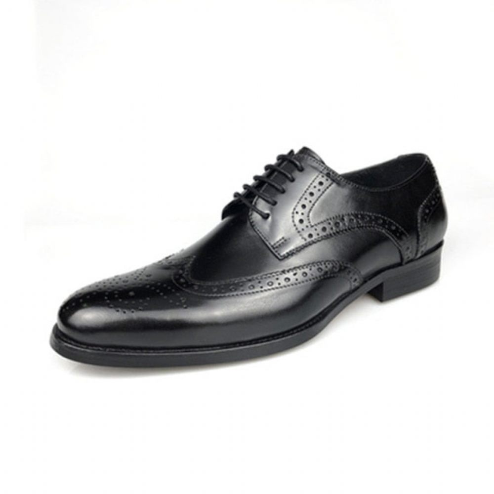 Chaussures Formelles Pour Hommes Oxford À Lacets Cuir Vache Exotique - Noir