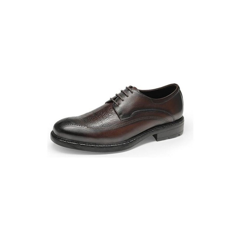 Chaussures Formelles Pour Hommes Oxford À Lacets Motif Exotique - Café