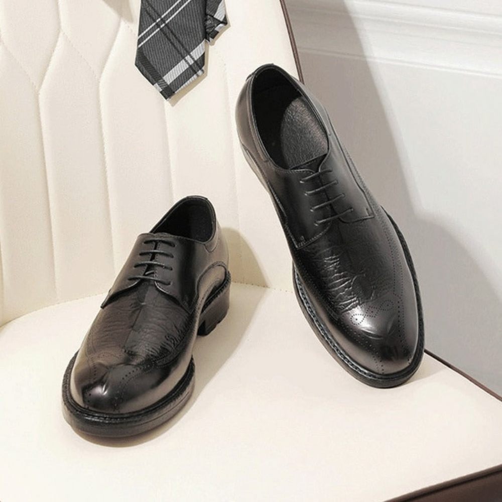 Chaussures Formelles Pour Hommes Oxford À Lacets Motif Exotique - Noir