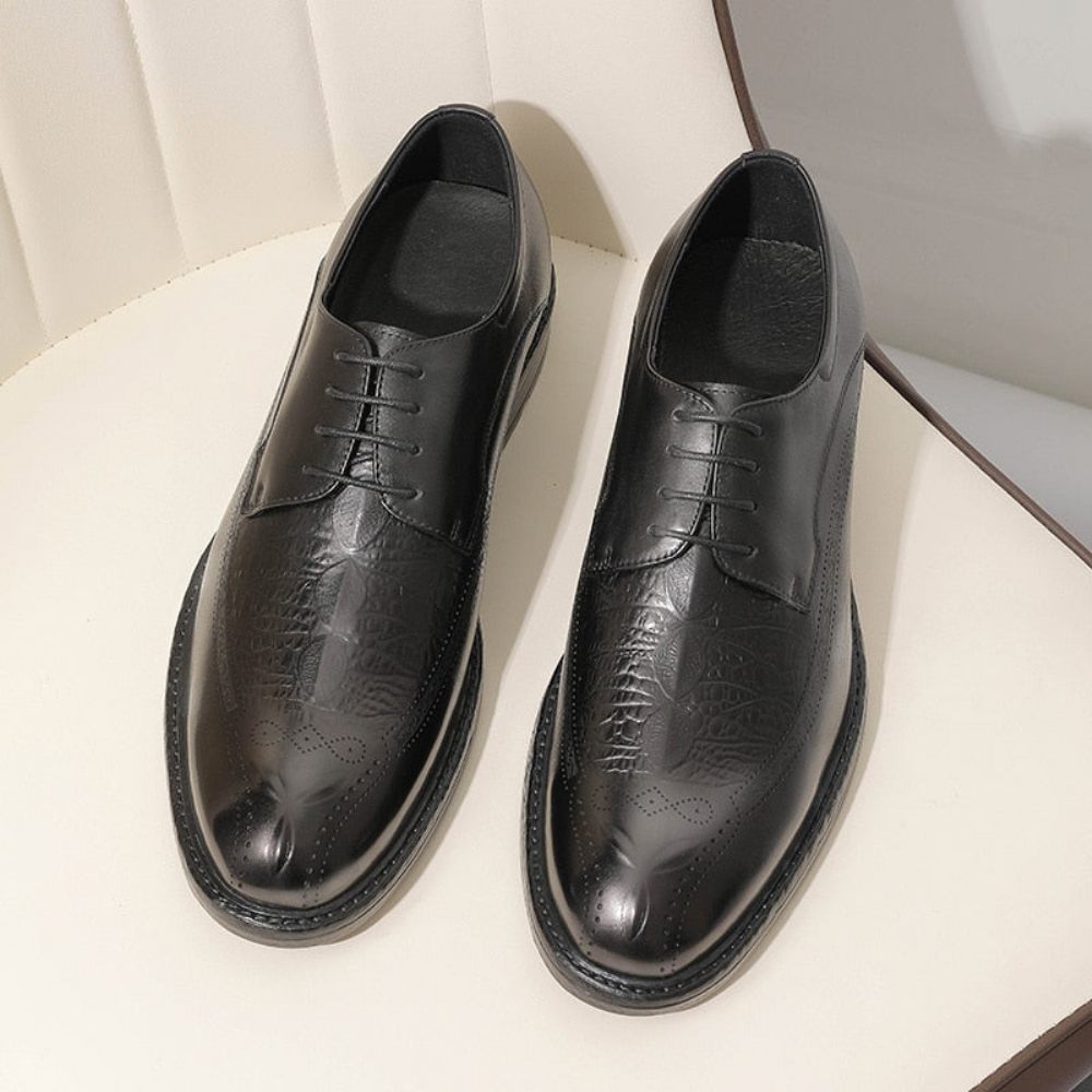 Chaussures Formelles Pour Hommes Oxford À Lacets Motif Exotique - Noir