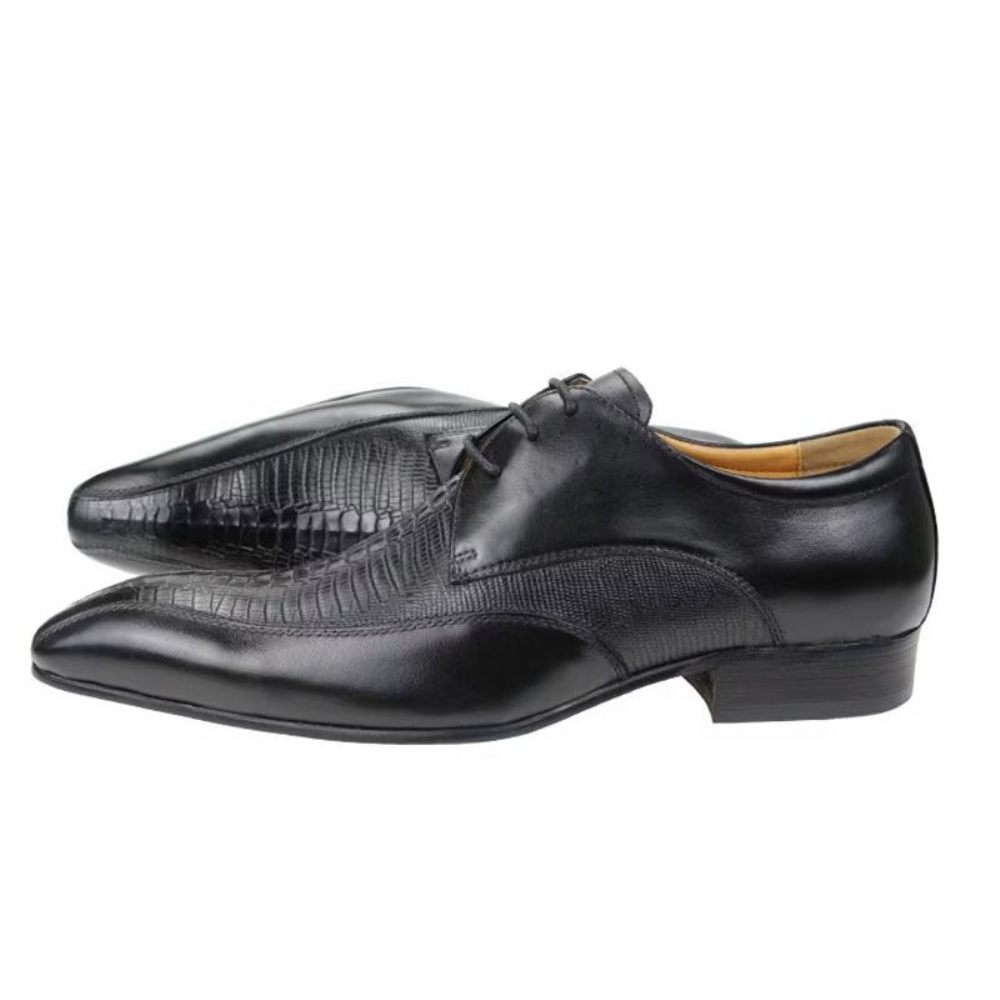 Chaussures Formelles Pour Hommes Oxford Luxe Cuir Crocodile Élégantes - Noir