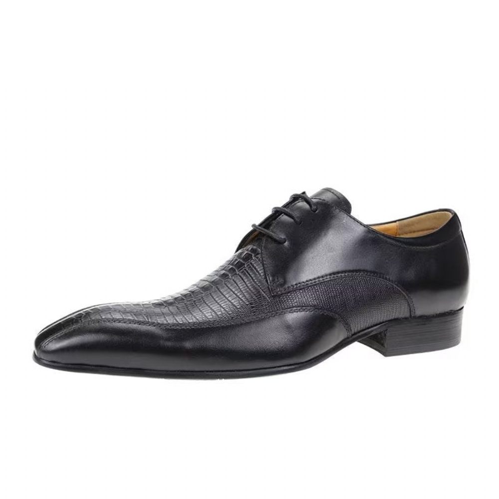 Chaussures Formelles Pour Hommes Oxford Luxe Cuir Crocodile Élégantes - Noir