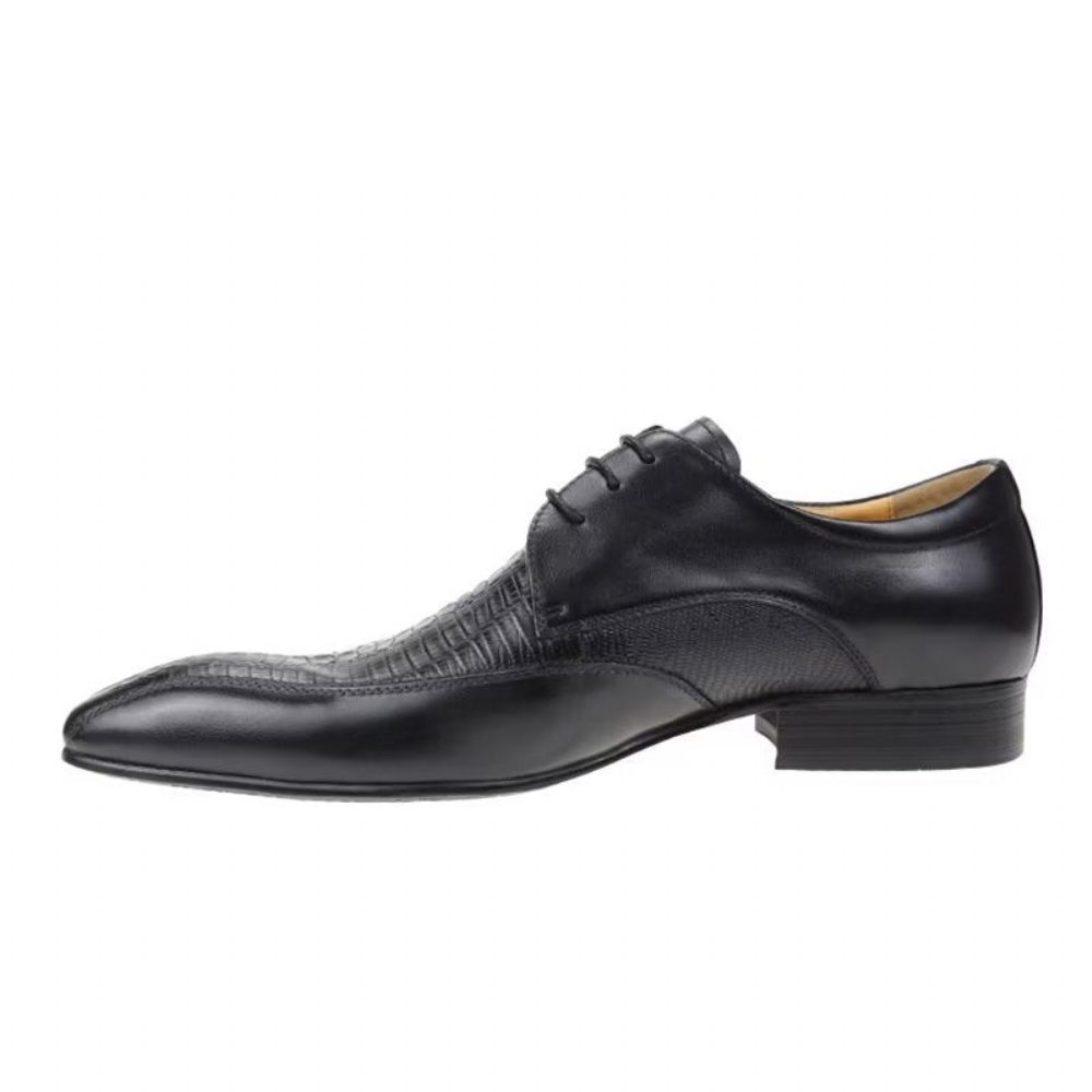 Chaussures Formelles Pour Hommes Oxford Luxe Cuir Crocodile Élégantes - Noir