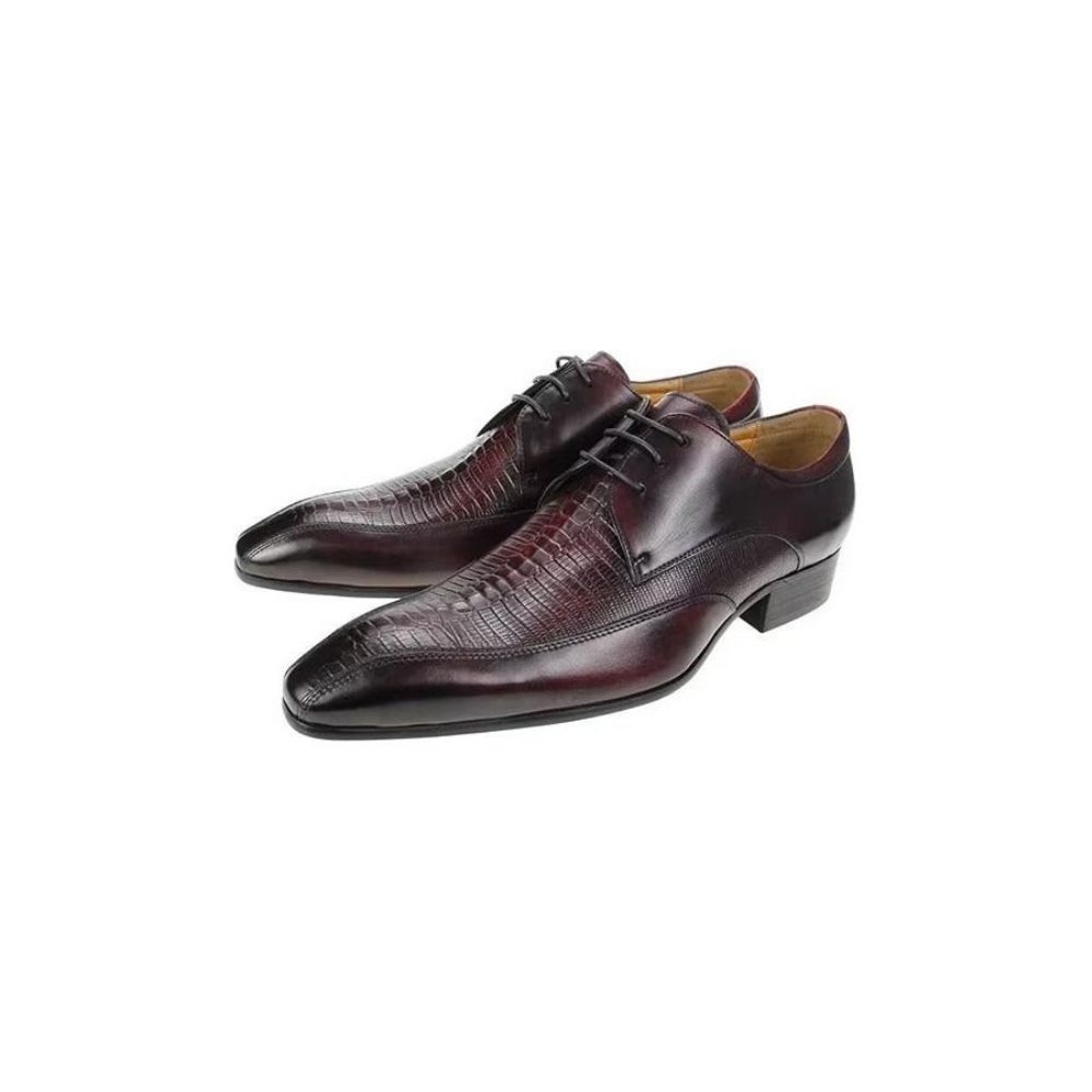 Chaussures Formelles Pour Hommes Oxford Luxe Cuir Crocodile Élégantes - Rouge