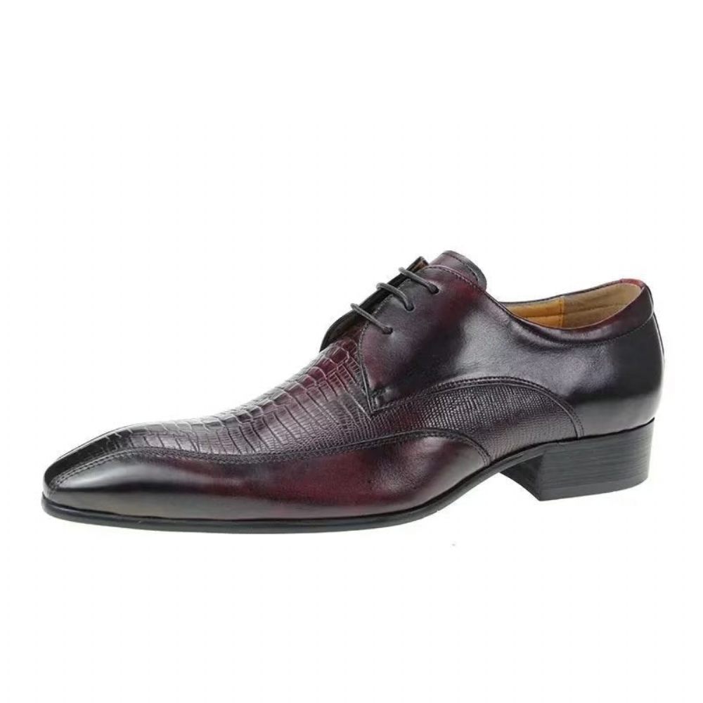 Chaussures Formelles Pour Hommes Oxford Luxe Cuir Crocodile Élégantes - Rouge