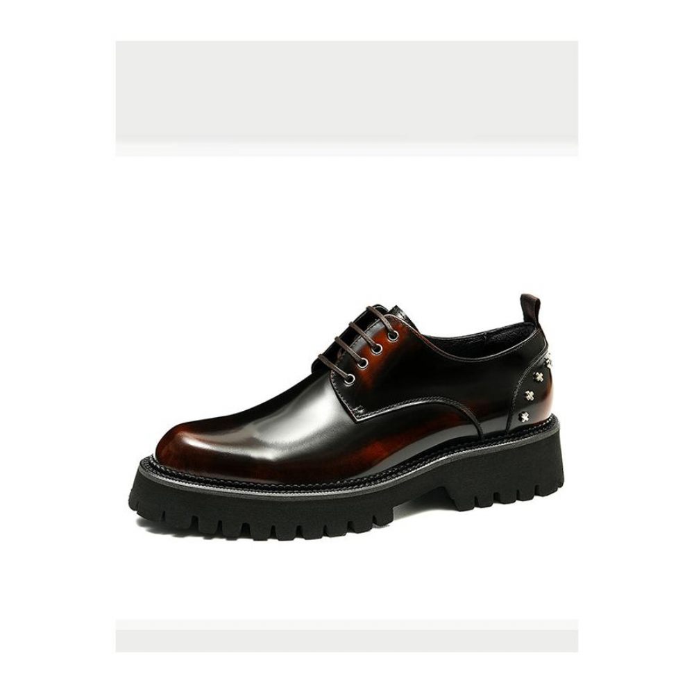 Chaussures Formelles Pour Hommes Oxford Luxe À Lacets Cuir Crocodile - Café