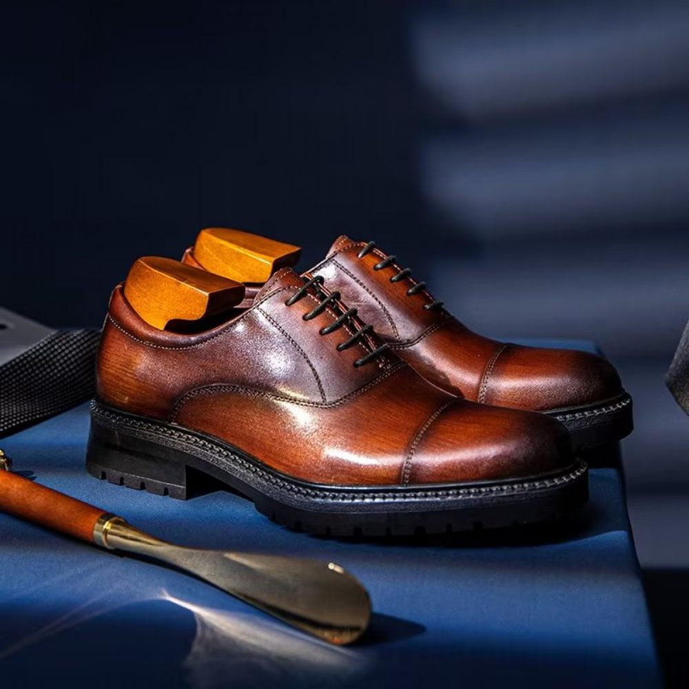 Chaussures Formelles Pour Hommes Oxford À Motif Exotique - Café