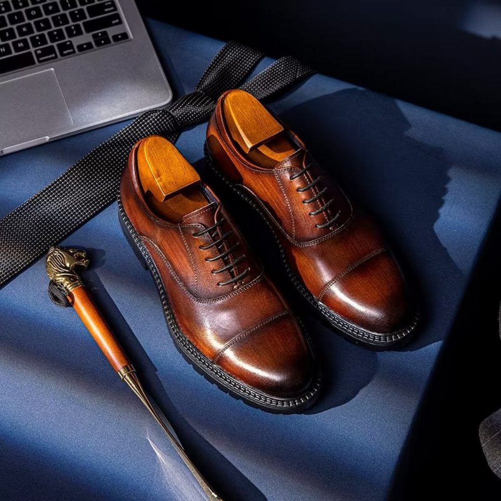 Chaussures Formelles Pour Hommes Oxford À Motif Exotique - Café