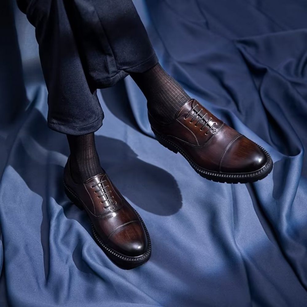 Chaussures Formelles Pour Hommes Oxford À Motif Exotique - Café