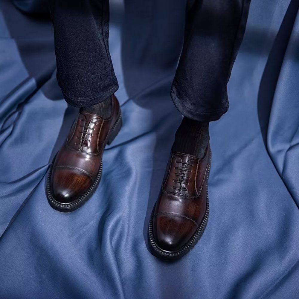 Chaussures Formelles Pour Hommes Oxford À Motif Exotique - Café