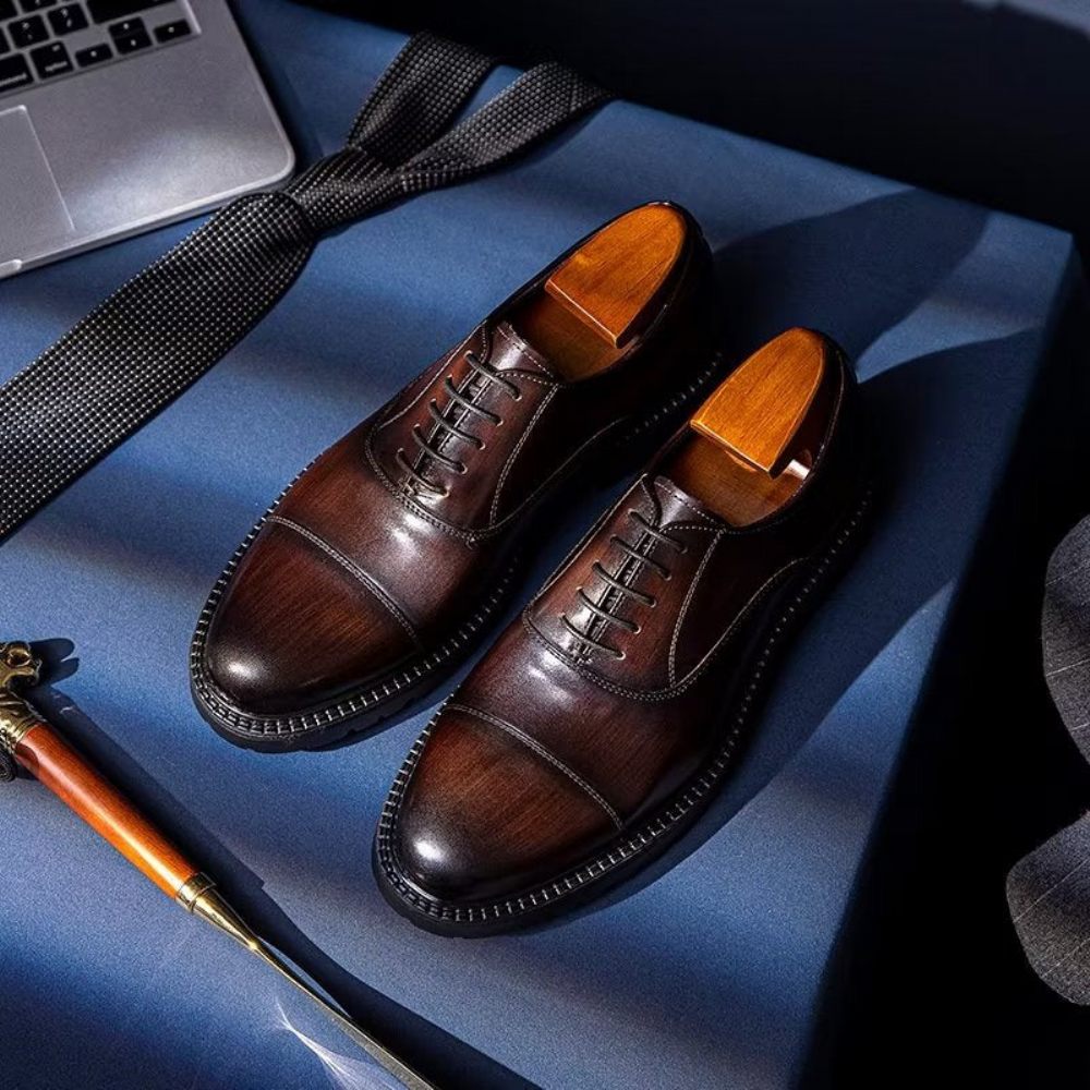 Chaussures Formelles Pour Hommes Oxford À Motif Exotique - Café