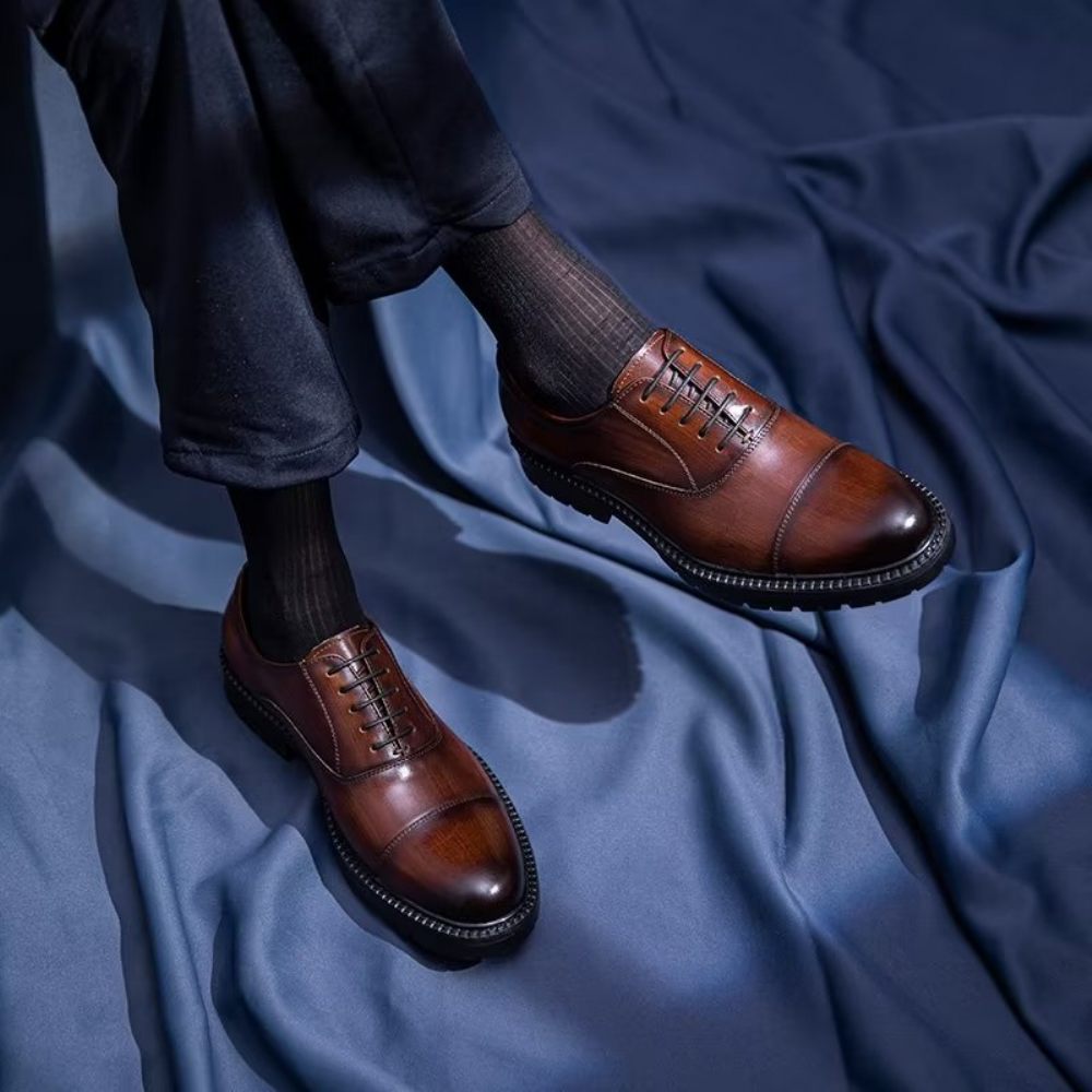 Chaussures Formelles Pour Hommes Oxford À Motif Exotique - Café