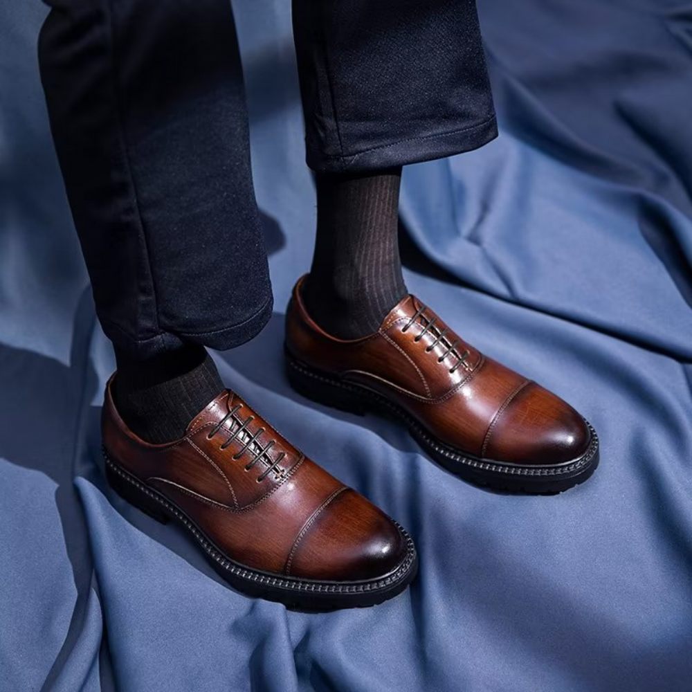 Chaussures Formelles Pour Hommes Oxford À Motif Exotique - Café