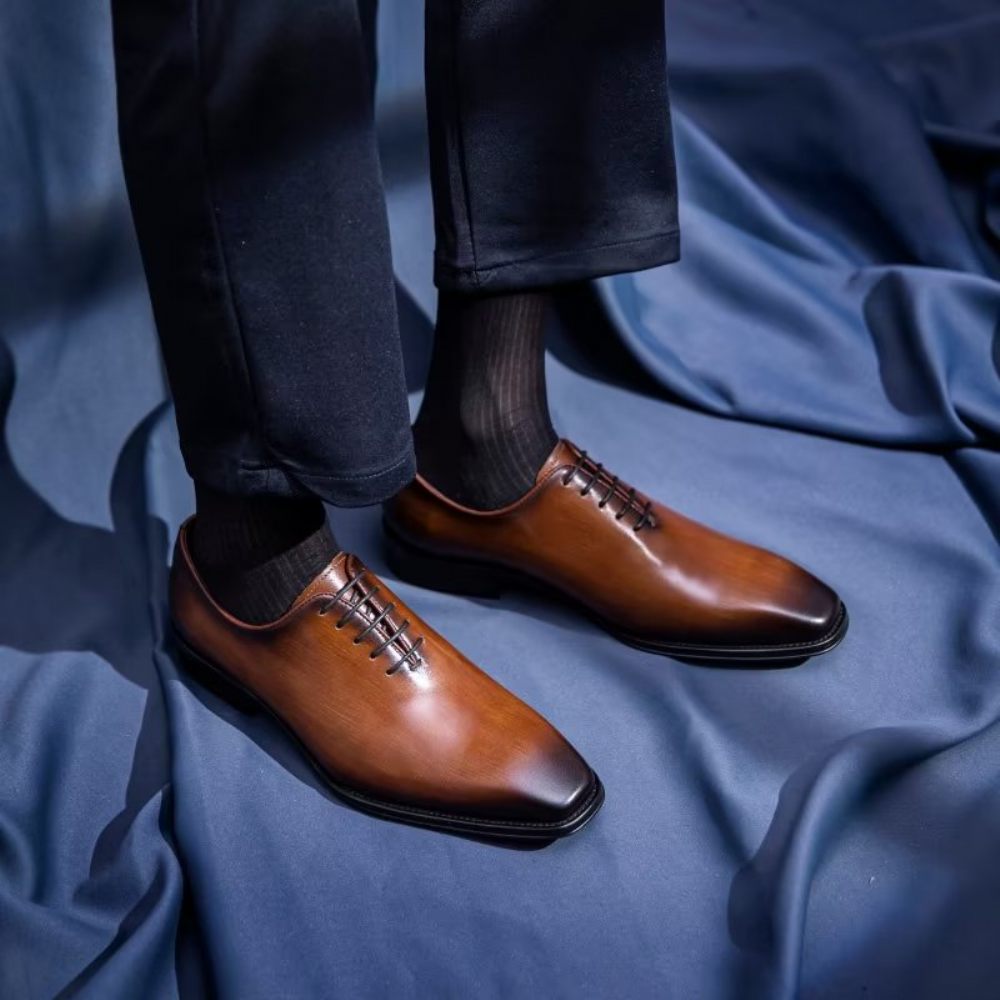 Chaussures Formelles Pour Hommes Oxford À Motif Lisse Opulent - Café