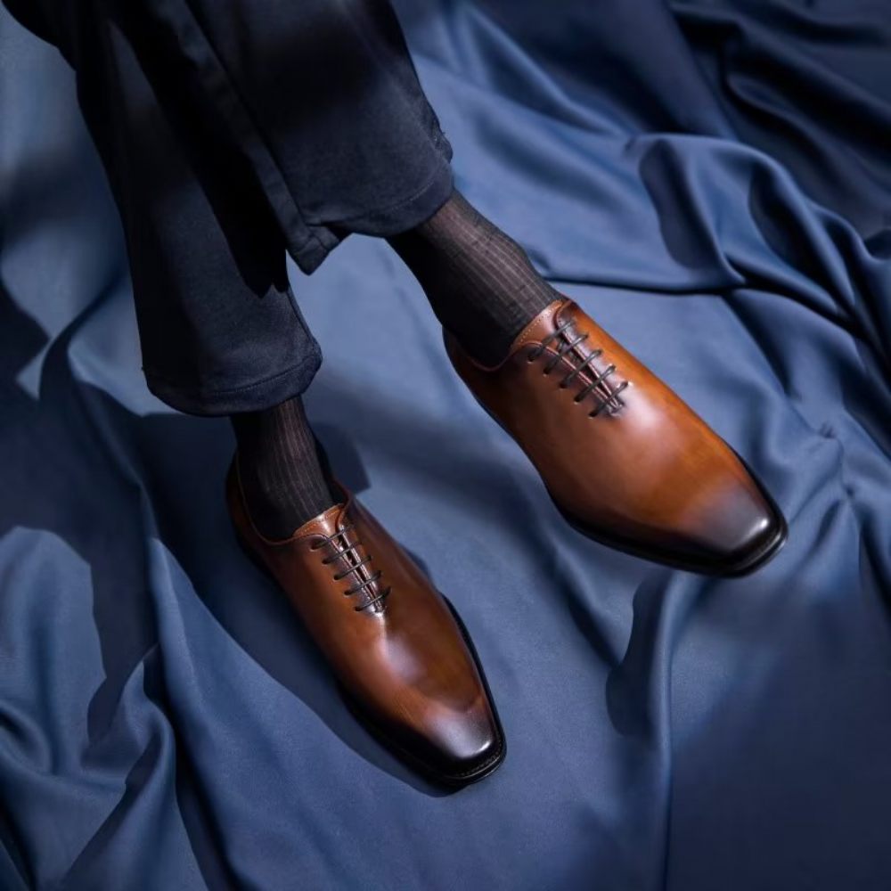 Chaussures Formelles Pour Hommes Oxford À Motif Lisse Opulent - Café