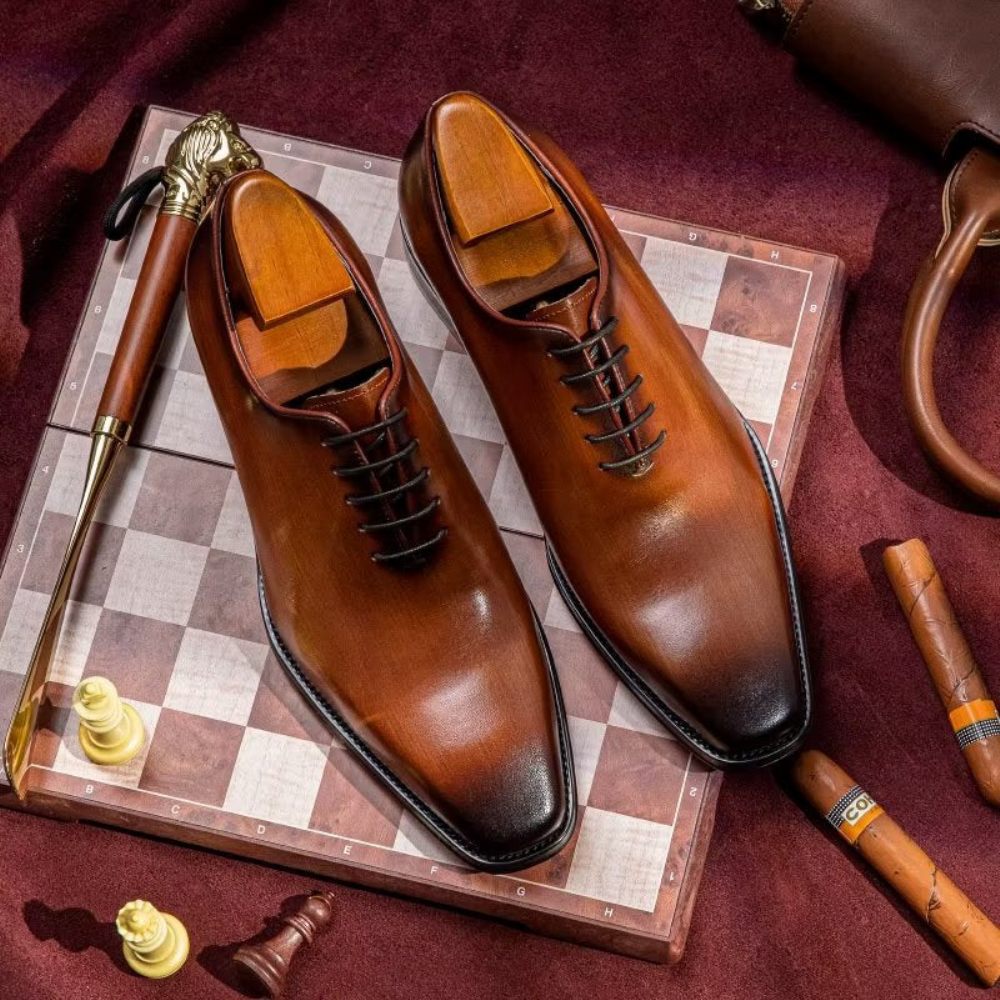 Chaussures Formelles Pour Hommes Oxford À Motif Lisse Opulent - Café