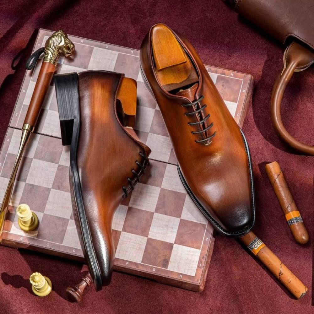 Chaussures Formelles Pour Hommes Oxford À Motif Lisse Opulent - Café