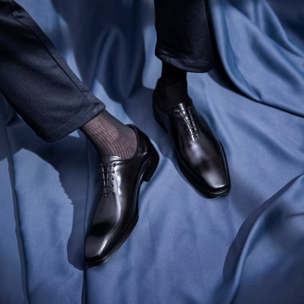 Chaussures Formelles Pour Hommes Oxford À Motif Lisse Opulent - Noir